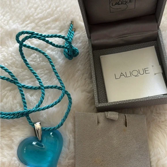 Lalique Teal Heart Pendant Necklace - Picture 2 of 2